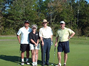 The chapter held its seventh annual scholarship golf tournament in October.  Proceeds from the event will be used to support the chapter's scholarship and awards fund.  Players on the University of West Florida (UWF) Team are (l-r) Don Chu, dean, College of Professional Studies; Jane S. Halonen, dean, College of Arts and Social Sciences; Dr. John C. Cavanaugh, UWF president; and David Mann, UWF director of government relations.
